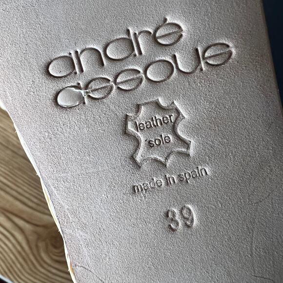 Andre Assous Dark Blue Leather Espadrille Platform Slip On Wedge Sandals 39 EU - Picture 9 of 12